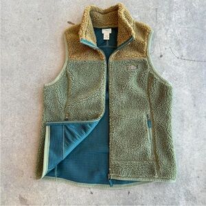 L.L. Bean Olive and Beige Sherpa Vest